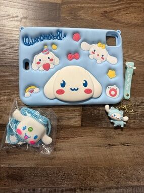 Sanrio Cinnamoroll Light Blue Silicone Kids Tablet Case with Charms